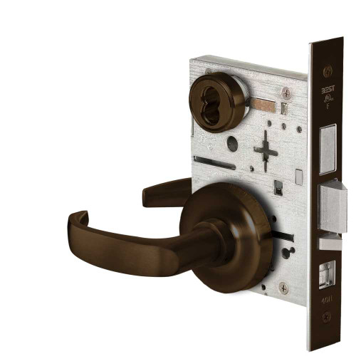BEST 45H7AB14R613 Grade 1 Office Mortise Lock 14 Lever R Rose SFIC Housing Less Core Oil-Rubbed Bronze Finish Field Reversible 45H7AB14R613