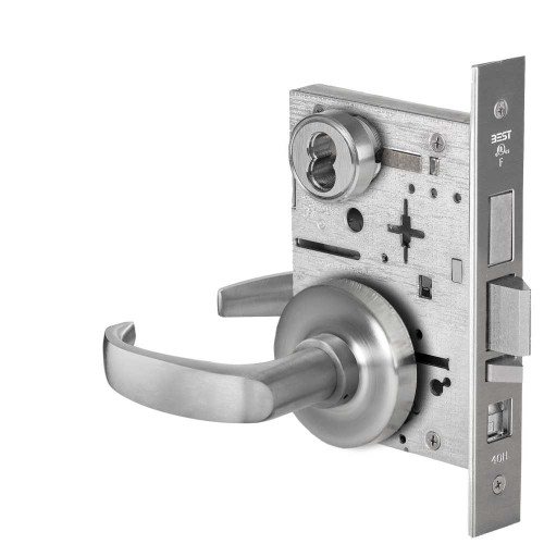 BEST 45H7AB14R626 Grade 1 Office Mortise Lock 14 Lever R Rose SFIC Housing Less Core Satin Chrome Finish Field Reversible 45H7AB14R626