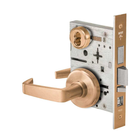 BEST 45H7AB15H612 Grade 1 Office Mortise Lock 15 Lever H Rose SFIC Housing Less Core Satin Bronze Finish Field Reversible 45H7AB15H612