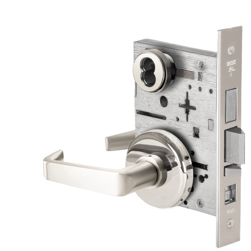 BEST 45H7AB15H625 Grade 1 Office Mortise Lock 15 Lever H Rose SFIC Housing Less Core Bright Chrome Finish Field Reversible