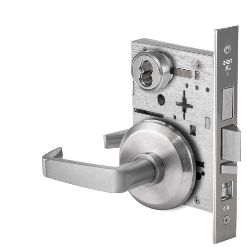 BEST 45H7AB15S626 Grade 1 Office Mortise Lock 15 Lever S Rose SFIC Housing Less Core Satin Chrome Finish Field Reversible 45H7AB15S626