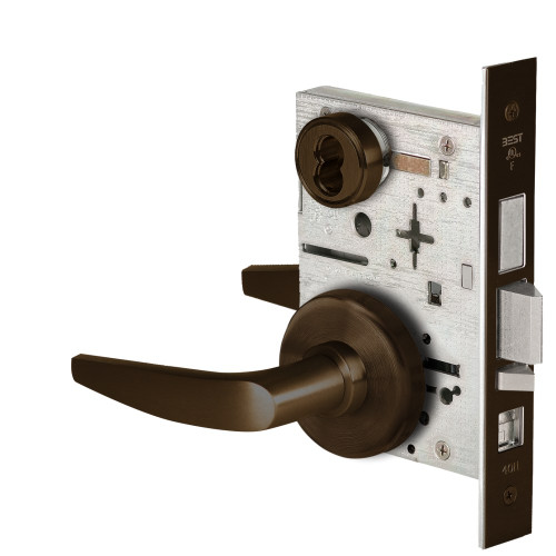 BEST 45H7AB16H613 Grade 1 Office Mortise Lock 16 Lever H Rose SFIC Housing Less Core Oil-Rubbed Bronze Finish Field Reversible