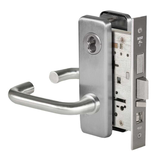 BEST 45H7AB3J626 Grade 1 Office Mortise Lock 3 Lever J Escutcheon SFIC Housing Less Core Satin Chrome Finish Field Reversible 45H7AB3J626
