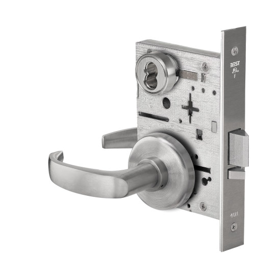 BEST 45H7AT14H626 Grade 1 Office Mortise Lock 14 Lever H Rose SFIC Housing Less Core Satin Chrome Finish Field Reversible