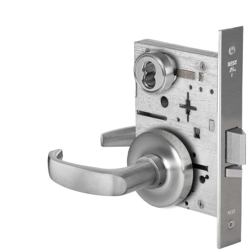 BEST 45H7AT14R626 Grade 1 Office Mortise Lock 14 Lever R Rose SFIC Housing Less Core Satin Chrome Finish Field Reversible 45H7AT14R626