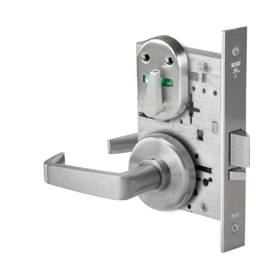 BEST 45H7AT15H626VIT Grade 1 Office Mortise Lock Visual Thumbturn Indicator 15 Lever H Rose SFIC Housing Less Core Satin Chrome Finish Field Reversible 45H7AT15H626VIT