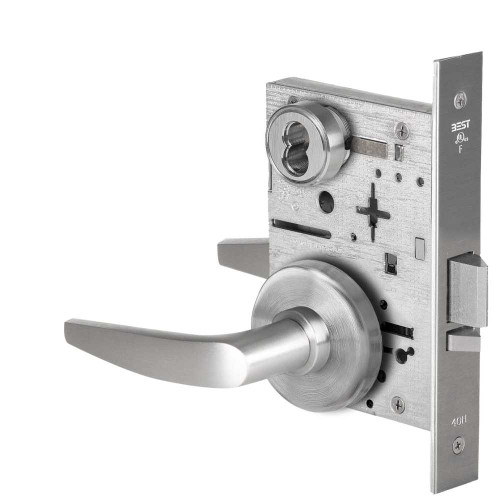 BEST 45H7AT16H626 Grade 1 Office Mortise Lock 16 Lever H Rose SFIC Housing Less Core Satin Chrome Finish Field Reversible 45H7AT16H626