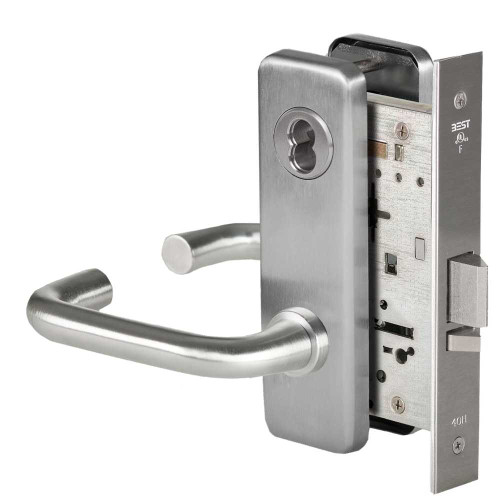 BEST 45H7AT3J626 Grade 1 Office Mortise Lock 3 Lever J Escutcheon SFIC Housing Less Core Satin Chrome Finish Field Reversible 45H7AT3J626