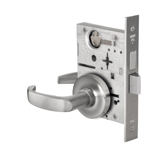 BEST 45H7B514R626 Grade 1 Entrance Mortise Lock Special B5 Function No Inside Thumbturn 14 Lever R Rose SFIC Housing Less Core Satin Chrome Finish Field Reversible