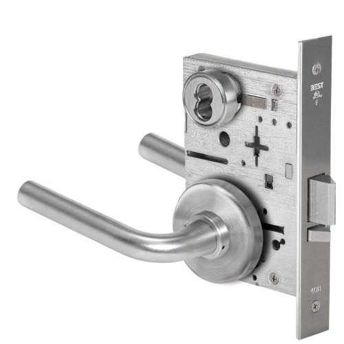 BEST 45H7D12H626 Grade 1 Storeroom Mortise Lock 12 Lever H Rose SFIC Housing Less Core Satin Chrome Finish Field Reversible 45H7D12H626
