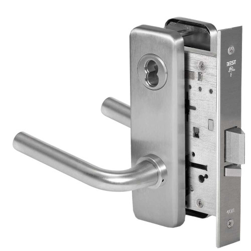 BEST 45H7D12J626 Grade 1 Storeroom Mortise Lock 12 Lever J Escutcheon SFIC Housing Less Core Satin Chrome Finish Field Reversible 45H7D12J626