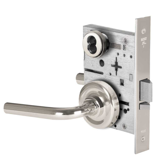 BEST 45H7D12R625 Grade 1 Storeroom Mortise Lock 12 Lever R Rose SFIC Housing Less Core Bright Chrome Finish Field Reversible 45H7D12R625