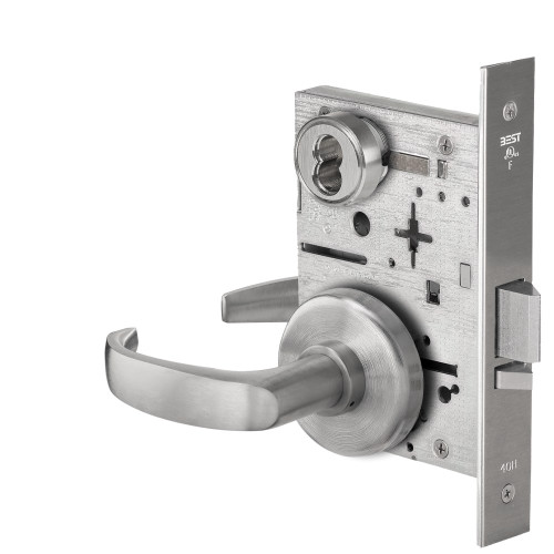 BEST 45H7D14H630 Grade 1 Storeroom Mortise Lock 14 Lever H Rose SFIC Housing Less Core Satin Stainless Steel Finish Field Reversible