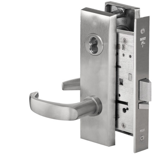 BEST 45H7D14M626 Grade 1 Storeroom Mortise Lock 14 Lever M Escutcheon SFIC Housing Less Core Satin Chrome Finish Field Reversible