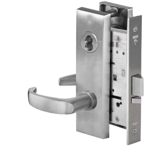 BEST 45H7D14M626 Grade 1 Storeroom Mortise Lock 14 Lever M Escutcheon SFIC Housing Less Core Satin Chrome Finish Field Reversible 45H7D14M626