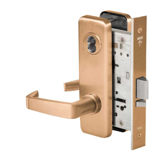 BEST 45H7D15J612 Grade 1 Storeroom Mortise Lock 15 Lever J Escutcheon SFIC Housing Less Core Satin Bronze Finish Field Reversible 45H7D15J612