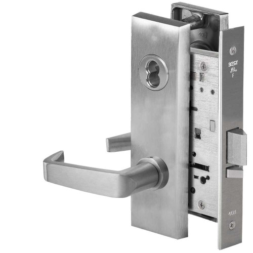 BEST 45H7D15M626 Grade 1 Storeroom Mortise Lock 15 Lever M Escutcheon SFIC Housing Less Core Satin Chrome Finish Field Reversible 45H7D15M626