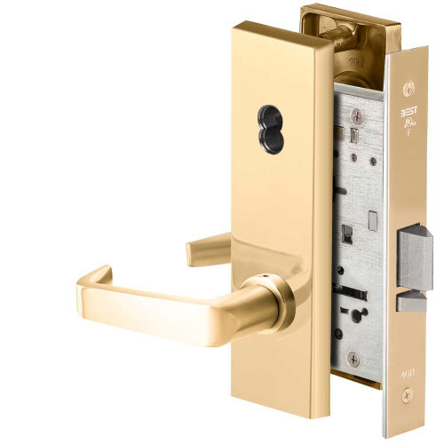 BEST 45H7D15N605 Grade 1 Storeroom Mortise Lock 15 Lever N Escutcheon SFIC Housing Less Core Bright Brass Finish Field Reversible 45H7D15N605