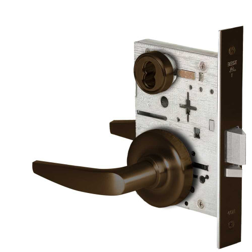 BEST 45H7D16R613 Grade 1 Storeroom Mortise Lock 16 Lever R Rose SFIC Housing Less Core Oil-Rubbed Bronze Finish Field Reversible 45H7D16R613