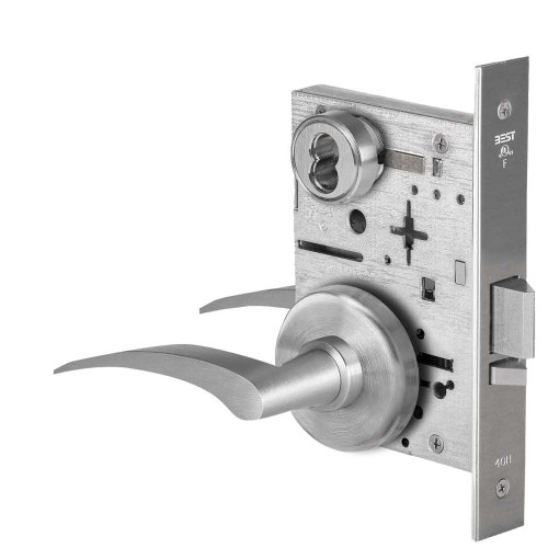 BEST 45H7D17RH626 Grade 1 Storeroom Mortise Lock 17R Lever H Rose SFIC Housing Less Core Satin Chrome Finish Right-Handed 45H7D17RH626