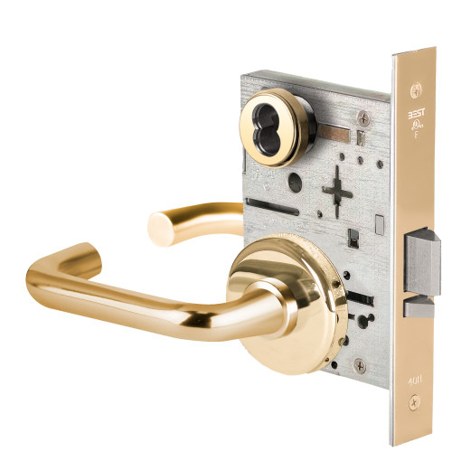 BEST 45H7D3H605 Grade 1 Storeroom Mortise Lock 3 Lever H Rose SFIC Housing Less Core Bright Brass Finish Field Reversible