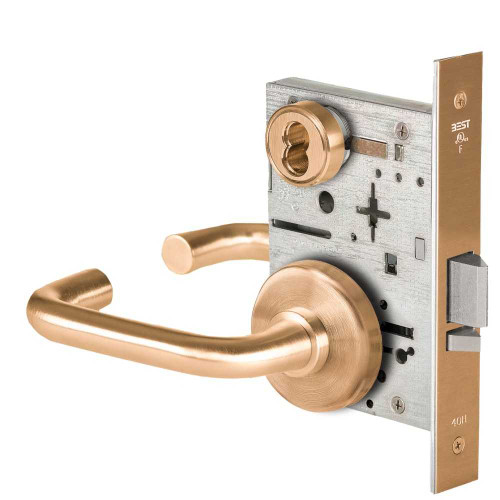 BEST 45H7D3H612 Grade 1 Storeroom Mortise Lock 3 Lever H Rose SFIC Housing Less Core Satin Bronze Finish Field Reversible 45H7D3H612