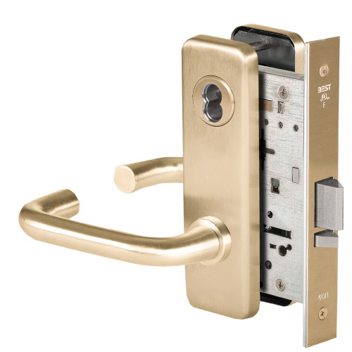 BEST 45H7D3J606 Grade 1 Storeroom Mortise Lock 3 Lever J Escutcheon SFIC Housing Less Core Satin Brass Finish Field Reversible