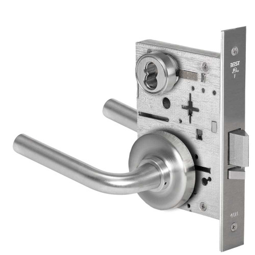BEST 45H7R12R626 Grade 1 Classroom Mortise Lock 12 Lever R Rose SFIC Housing Less Core Satin Chrome Finish Field Reversible 45H7R12R626