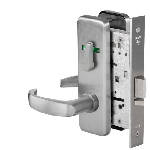 BEST 45H7R14J626VIT Grade 1 Classroom Mortise Lock Visual Thumbturn Indicator 14 Lever J Escutcheon SFIC Housing Less Core Satin Chrome Finish Field Reversible 45H7R14J626VIT
