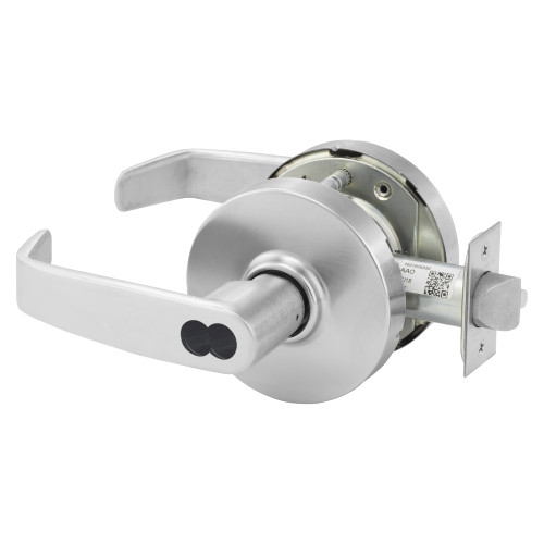 Sargent 2870-10G05 LL 26D Grade 1 Entrance or Office Cylindrical Lock L Lever SFIC Prep Disposable Core Satin Chrome Finish Not Handed