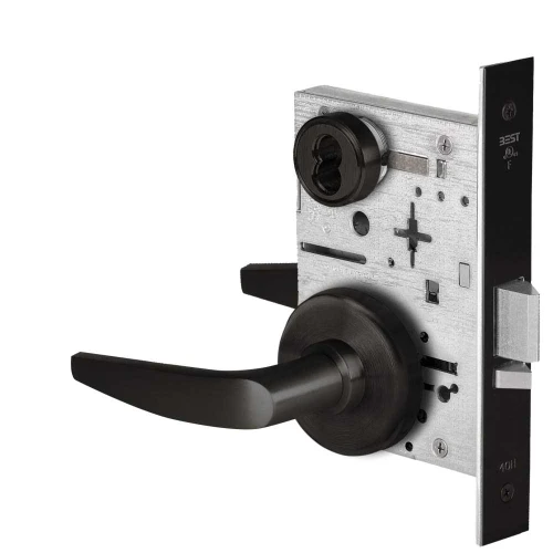BEST 45H7R16H622 Grade 1 Classroom Mortise Lock 16 Lever H Rose SFIC Housing Less Core Matte Black Finish Field Reversible 45H7R16H622