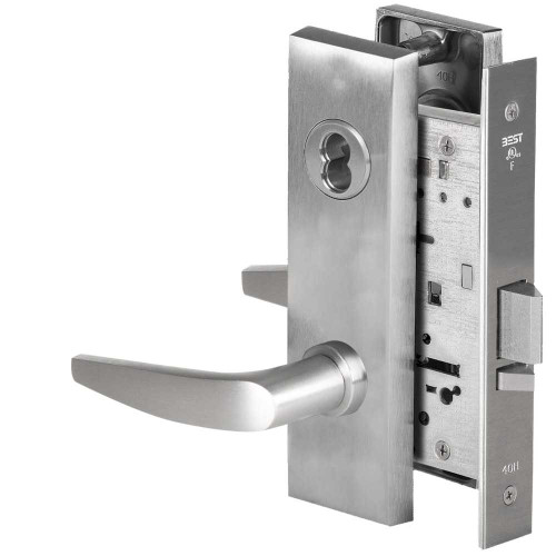 BEST 45H7R16M626 Grade 1 Classroom Mortise Lock 16 Lever M Escutcheon SFIC Housing Less Core Satin Chrome Finish Field Reversible 45H7R16M626