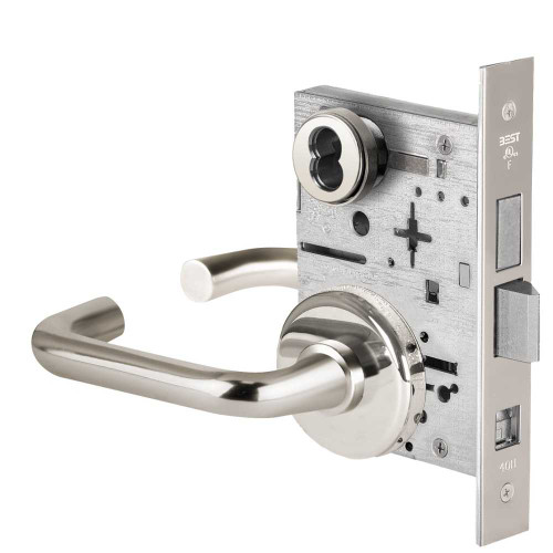 BEST 45H7S3H625 Grade 1 Storeroom Mortise Lock 3 Lever H Rose SFIC Housing Less Core Bright Chrome Finish Field Reversible 45H7S3H625