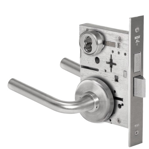 BEST 45H7T12H626 Grade 1 Dormitory Mortise Lock 12 Lever H Rose SFIC Housing Less Core Satin Chrome Finish Field Reversible