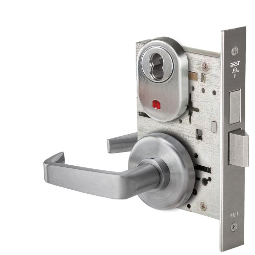 BEST 45H7T15H630VIN Grade 1 Dormitory Mortise Lock Visual Keyed Indicator 15 Lever H Rose SFIC Housing Less Core Satin Stainless Steel Finish Field Reversible