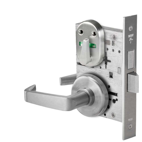 BEST 45H7T15H630VIT Grade 1 Dormitory Mortise Lock Visual Thumbturn Indicator 15 Lever H Rose SFIC Housing Less Core Satin Stainless Steel Finish Field Reversible 45H7T15H630VIT
