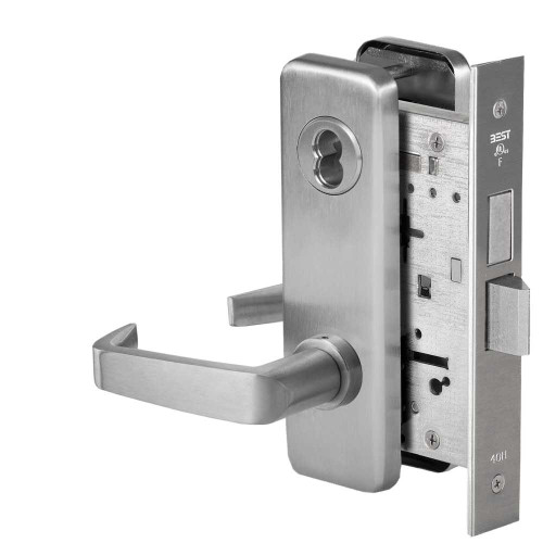 BEST 45H7T15J630 Grade 1 Dormitory Mortise Lock 15 Lever J Escutcheon SFIC Housing Less Core Satin Stainless Steel Finish Field Reversible 45H7T15J630