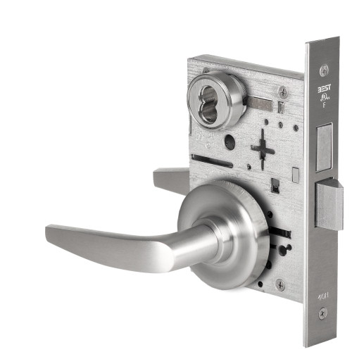 BEST 45H7T16R626 Grade 1 Dormitory Mortise Lock 16 Lever R Rose SFIC Housing Less Core Satin Chrome Finish Field Reversible