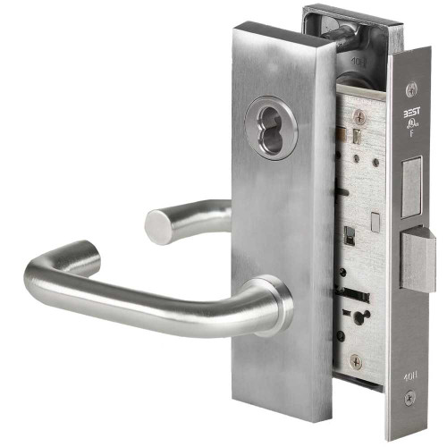 BEST 45H7T3M626 Grade 1 Dormitory Mortise Lock 3 Lever M Escutcheon SFIC Housing Less Core Satin Chrome Finish Field Reversible 45H7T3M626