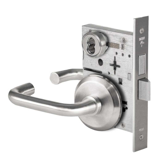 BEST 45H7T3S626 Grade 1 Dormitory Mortise Lock 3 Lever S Rose SFIC Housing Less Core Satin Chrome Finish Field Reversible 45H7T3S626