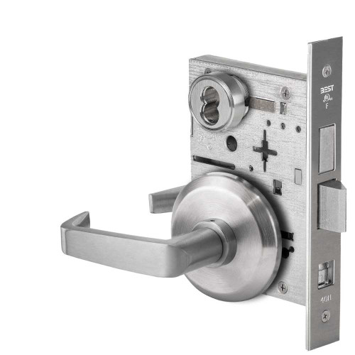 BEST 45H7TA15S626 Grade 1 Dormitory Mortise Lock 15 Lever S Rose SFIC Housing Less Core Satin Chrome Finish Field Reversible 45H7TA15S626