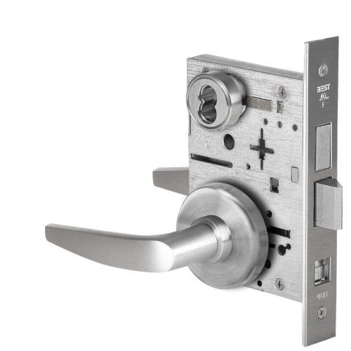 BEST 45H7TA16H626 Grade 1 Dormitory Mortise Lock 16 Lever H Rose SFIC Housing Less Core Satin Chrome Finish Field Reversible 45H7TA16H626
