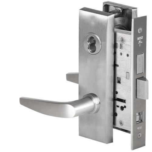BEST 45H7TA16M626 Grade 1 Dormitory Mortise Lock 16 Lever M Escutcheon SFIC Housing Less Core Satin Chrome Finish Field Reversible 45H7TA16M626