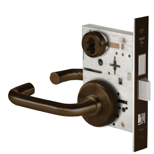 BEST 45H7TA3H613 Grade 1 Dormitory Mortise Lock 3 Lever H Rose SFIC Housing Less Core Oil-Rubbed Bronze Finish Field Reversible