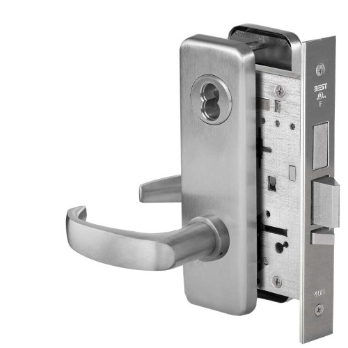 BEST 45H7TD14J626 Grade 1 Dormitory Mortise Lock 14 Lever J Escutcheon SFIC Housing Less Core Satin Chrome Finish Field Reversible 45H7TD14J626