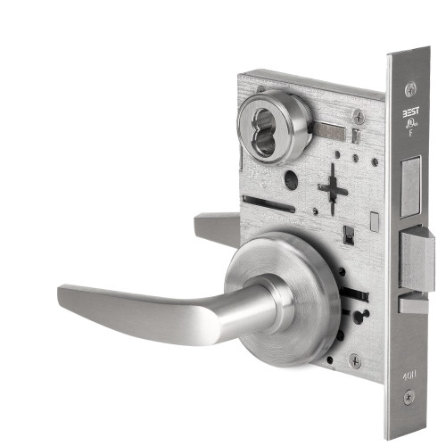 BEST 45H7TD16H626 Grade 1 Dormitory Mortise Lock 16 Lever H Rose SFIC Housing Less Core Satin Chrome Finish Field Reversible