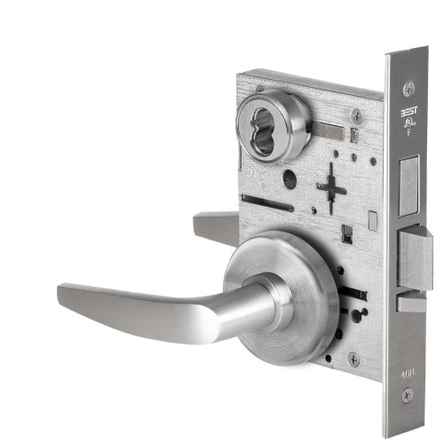BEST 45H7TD16H626 Grade 1 Dormitory Mortise Lock 16 Lever H Rose SFIC Housing Less Core Satin Chrome Finish Field Reversible 45H7TD16H626