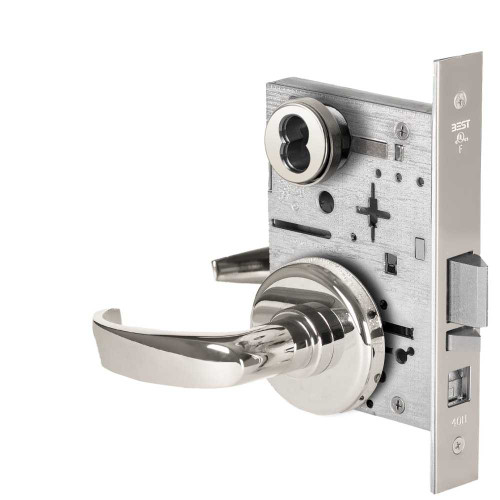 BEST 45H7UNR14H625 Grade 1 Universal Mortise Lock 14 Lever H Rose SFIC Housing Less Core Bright Chrome Finish Field Reversible 45H7UNR14H625