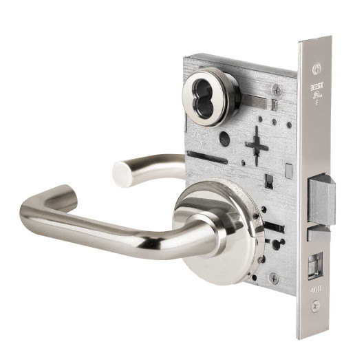 BEST 45H7UNR3H625 Grade 1 Universal Mortise Lock 3 Lever H Rose SFIC Housing Less Core Bright Chrome Finish Field Reversible 45H7UNR3H625