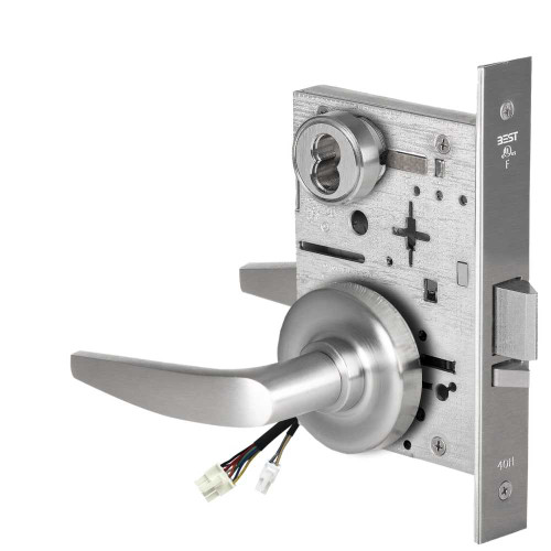 BEST 45HW7DEL16R626 Fail Safe 24V Electrified Mortise Lock 16 Lever R Rose Satin Chrome 45HW7DEL16R626